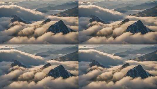 高山云海壮丽全景高清在线视频素材下载