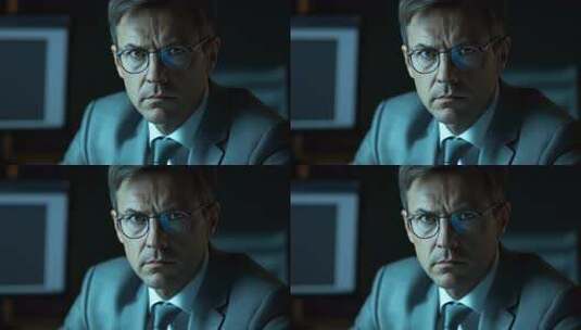 西装革履精英人士专注工作思考高清在线视频素材下载