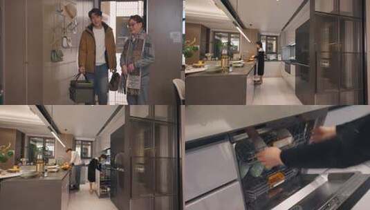 女性在现代厨房烹饪场景高清在线视频素材下载