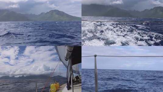 大海海浪波涛汹涌的海浪波浪蓝天白云高清在线视频素材下载