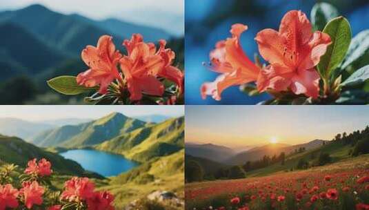 壮丽自然景观与花海意境高清在线视频素材下载