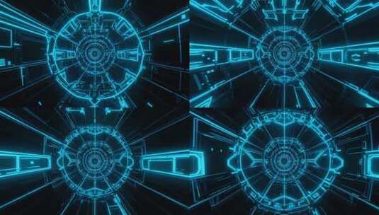 科技感蓝色隧道穿梭背景高清在线视频素材下载