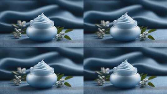 蓝色调护肤面霜产品清新展示高清在线视频素材下载