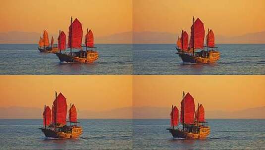 乘风破浪扬帆起航海鸥帆船航行海浪高清在线视频素材下载