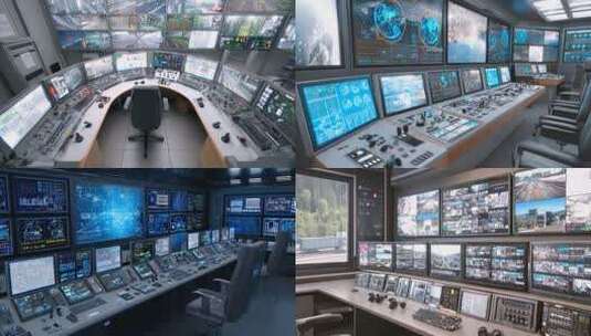各行业现代化科技控制室 指挥中心监控大屏高清在线视频素材下载