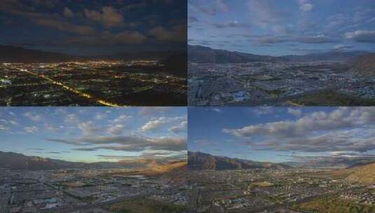 拉萨城市夜景延时高清在线视频素材下载