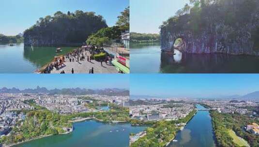 桂林中心城区山水风光航拍视频素材高清在线视频素材下载