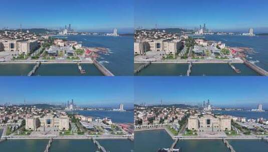 青岛中国人民解放军海军博物馆航拍高清在线视频素材下载