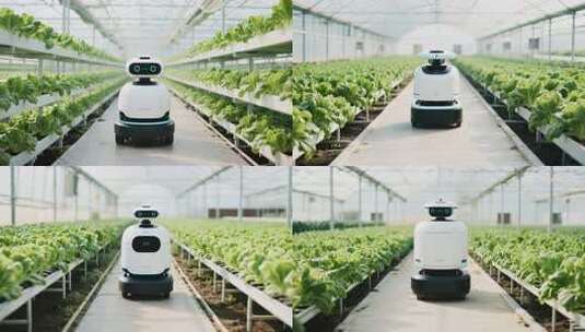 温室大棚内的农业机器人高清在线视频素材下载