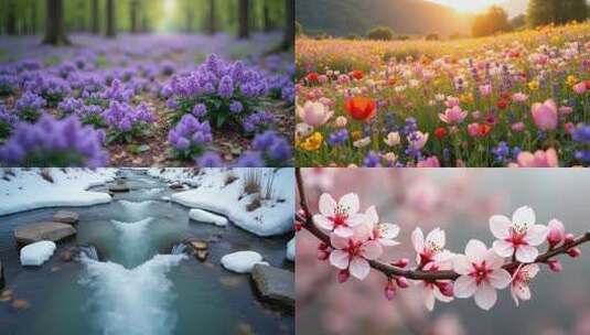 春天花海万物复苏高清在线视频素材下载