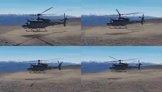 直升机于山地起飞素材高清在线视频素材下载