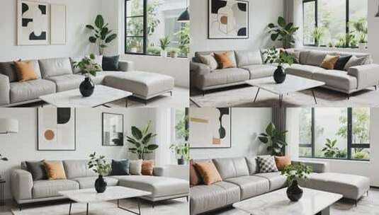 现代简约风格客厅沙发场景高清在线视频素材下载