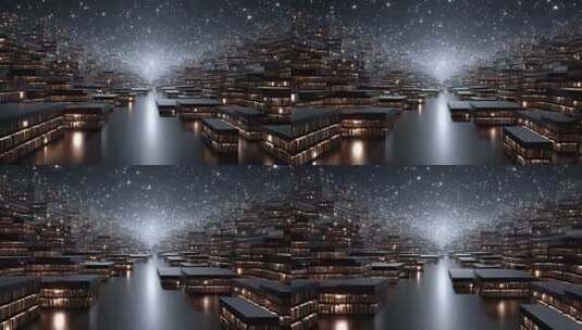 未来城市科技感建筑群星光璀璨高清在线视频素材下载