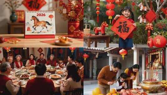 【合集】2026马年新年春节团圆喜庆时刻高清在线视频素材下载