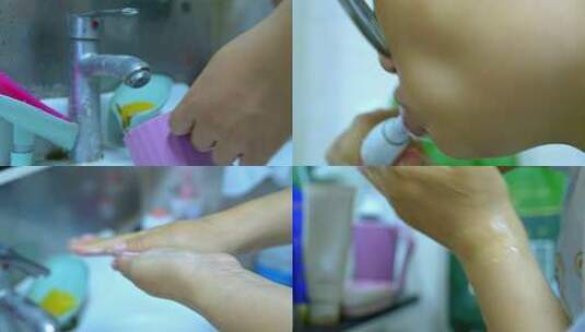 洗脸刷牙高清在线视频素材下载