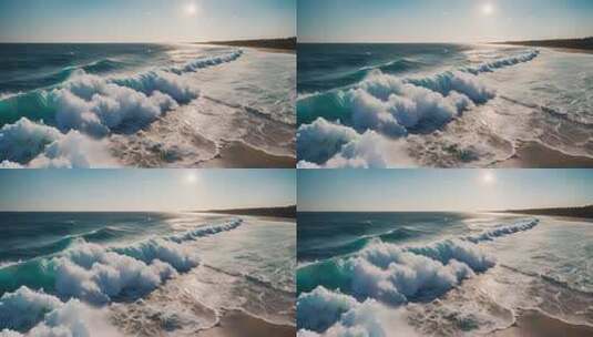 海边海浪拍打沙滩景象高清在线视频素材下载