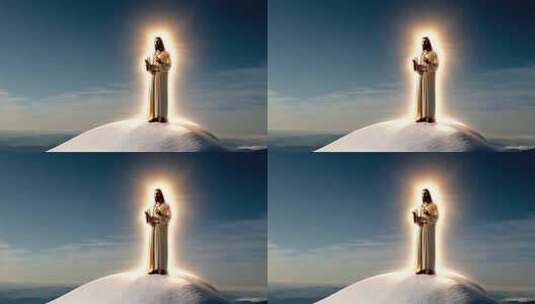 山顶发光人物形象素材高清在线视频素材下载