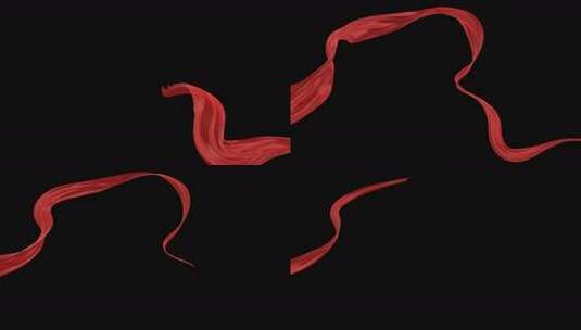 黑色背景飘动的红色绸带高清在线视频素材下载