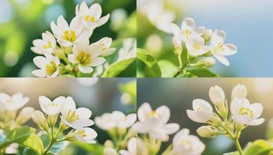 白色茉莉花茶花清新自然高清在线视频素材下载