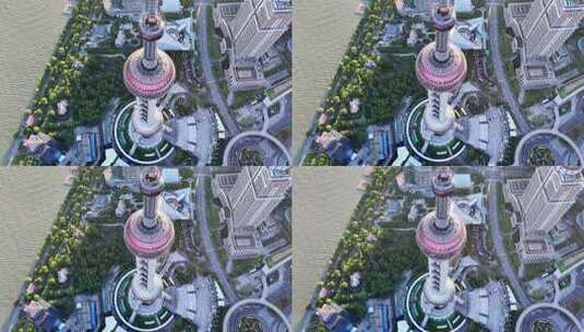 上海航拍陆家嘴城市地标日出高清在线视频素材下载