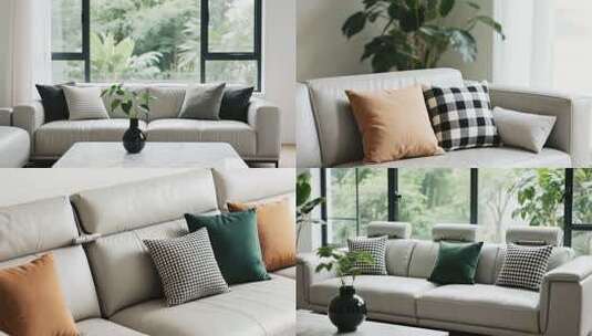 室内沙发及抱枕特写素材高清在线视频素材下载