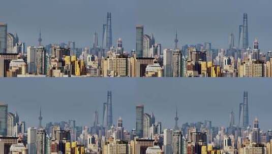 长焦航拍陆家嘴上海中心大厦高清在线视频素材下载