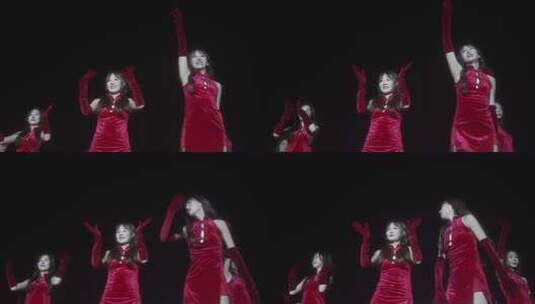 红衣女子舞台舞蹈表演高清在线视频素材下载