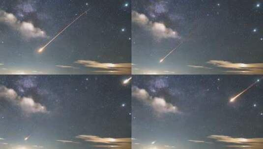 夜空流星划过星空景象高清在线视频素材下载