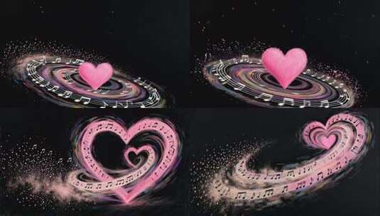 爱心音符粒子特效素材高清在线视频素材下载