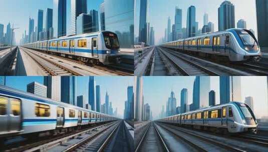 城市地铁穿梭高楼间高清在线视频素材下载