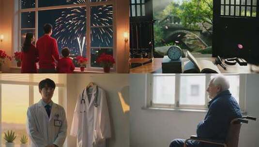 独坐窗边的白发老人高清在线视频素材下载