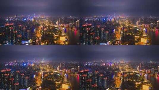 广州荔湾区夜景航拍延时高清在线视频素材下载