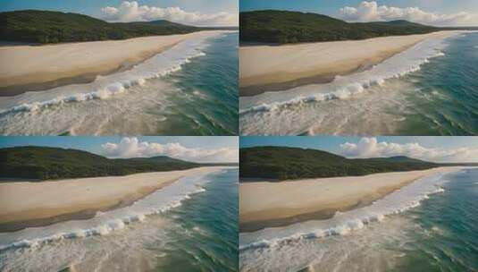 空中俯瞰海滩与海浪高清在线视频素材下载