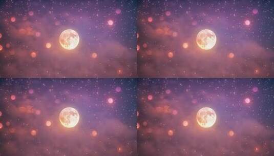 梦幻星空圆月背景素材高清在线视频素材下载