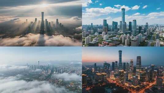 北京航拍北京城市地标建筑北京夜景北京日出高清在线视频素材下载