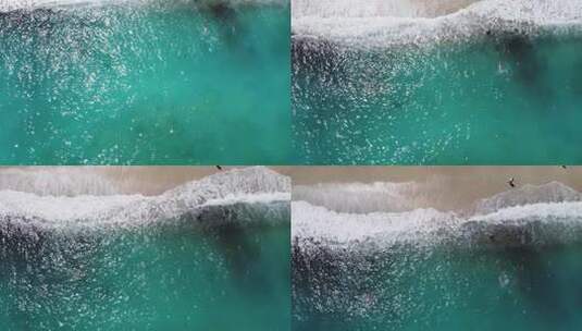 大海海浪冲击沙滩比基尼美女游客游泳玩乐高清在线视频素材下载