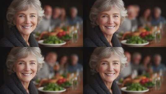 幸福家庭聚餐长辈慈祥笑容温暖治愈高清在线视频素材下载