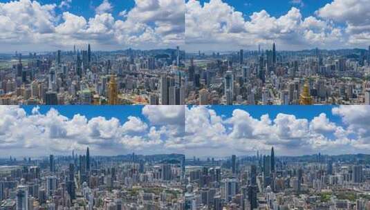 深圳城市蓝天白云光影变化航拍延时高清在线视频素材下载