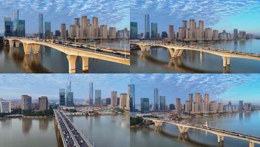 广州琶洲大桥珠江航拍高清在线视频素材下载