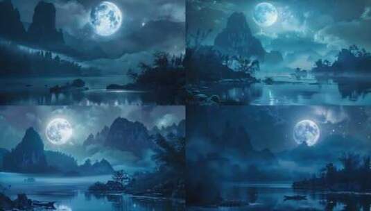 月亮 中国风高清在线视频素材下载