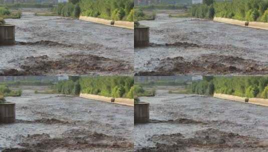 实拍暴雨后洪水 山洪  泥石流高清在线视频素材下载