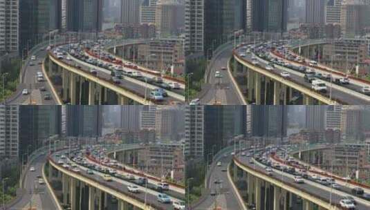 上海拥堵的城市交通实拍4K视频高清在线视频素材下载