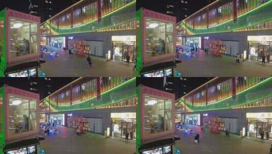 商城步行街夜晚人群俯视高清在线视频素材下载