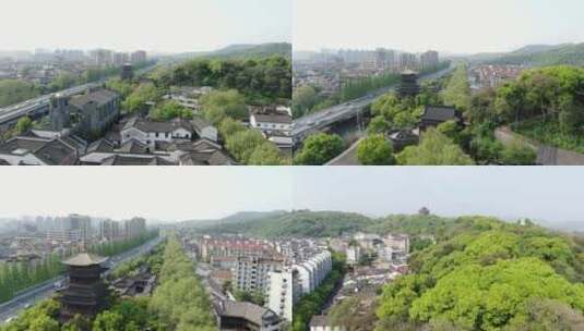 航拍杭州老城区，古建筑高清在线视频素材下载