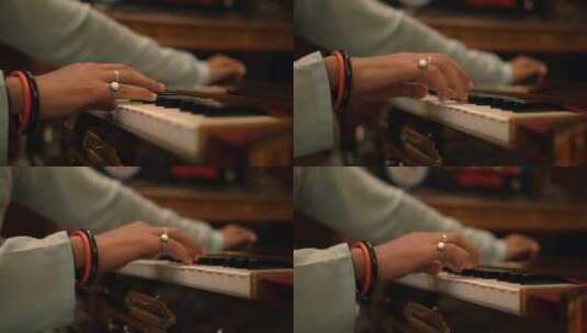玩风琴的女音乐家高清在线视频素材下载
