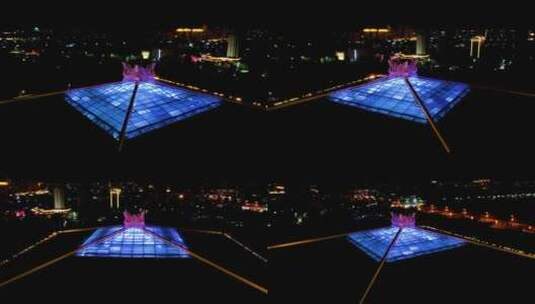 4K航拍孔子博物馆馆顶夜景高清在线视频素材下载