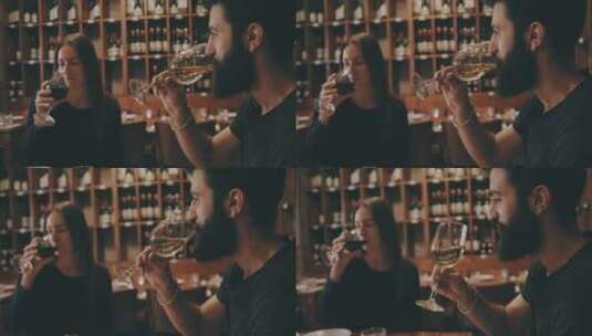 情侣在酒馆喝香槟高清在线视频素材下载