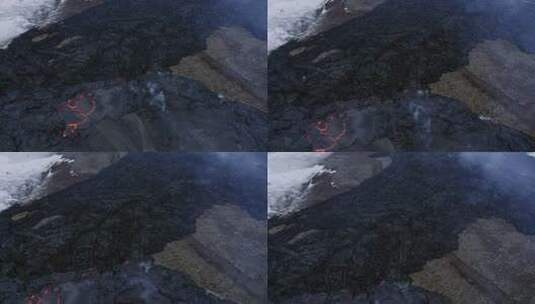 航拍冰岛火山喷发高清在线视频素材下载