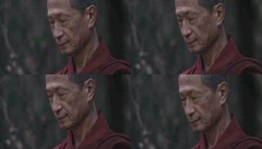 僧侣在冥想的特写镜头高清在线视频素材下载