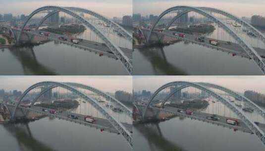 广州丫髻沙大桥日出航拍高清在线视频素材下载
